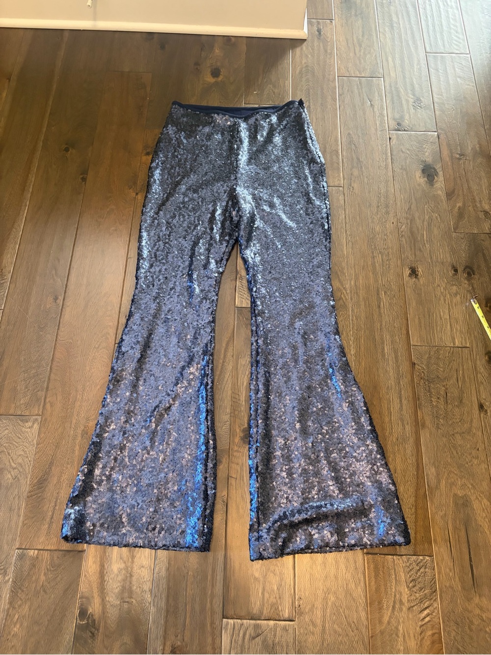 Women’s Sequin Flared Pants - Navy Blue